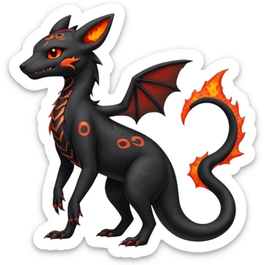 Edgy gothic dark evil volcanic magma-Salandit-Umbreon-Amaura-hybrid-fusion (full body) sticker