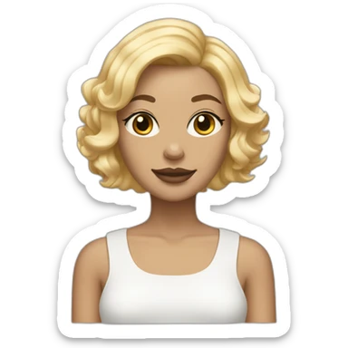 Blond lady with shoulder length bob haircut and a black and white Pitbull sticker