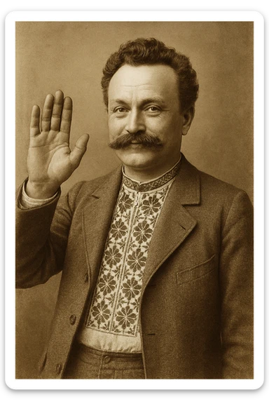 waving his palm sticker