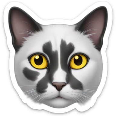 black and white cat and yellow eyes sticker
