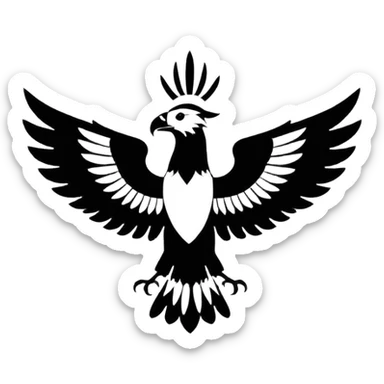 Minimalist black and white emblem emoji, inspired by the Faravahar symbol. Bio instagram  sticker