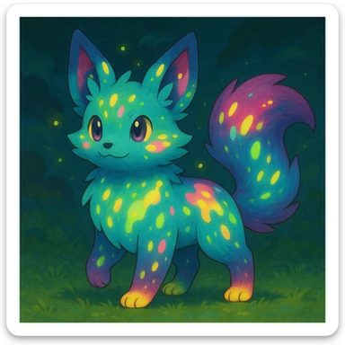 Neon Fantasy Furry-Fakémon-Creature with splash markings (full body) sticker