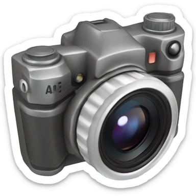  a 3D mimetic digital camera is facing the lens at a 0-degree angle sticker