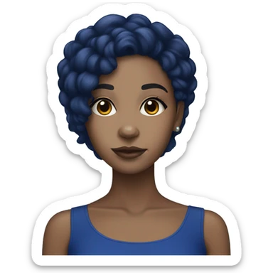 Lightskin black girl with dark royal blue hair  sticker