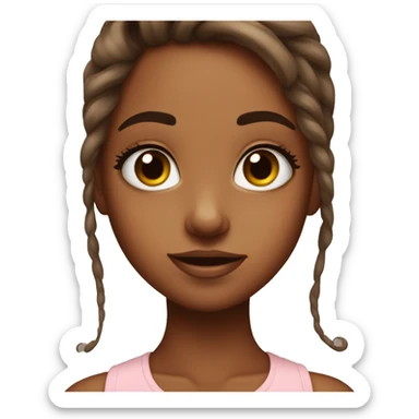 Brown hear girl with big lashes ant cute face sticker