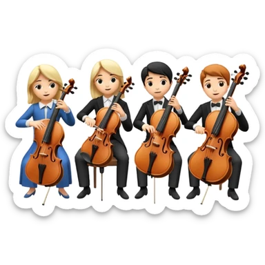 quartet of violin, flute, viola, and cello sticker