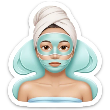 Lady with pastel face mask spa beauty full face relaxing sticker