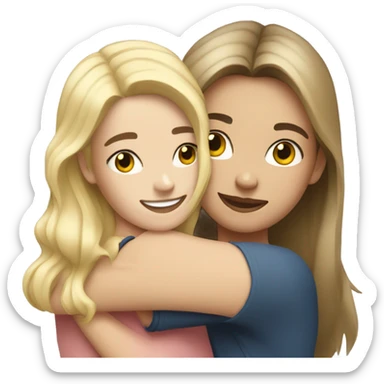 brunette girl hugs blonde  sticker