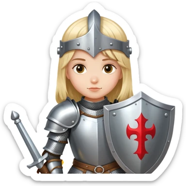 girl knight in open clothing, with shield sticker