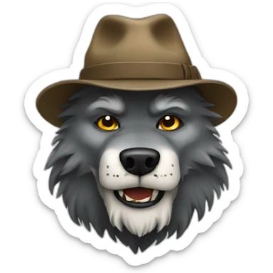 Wolfman wearing hat sticker