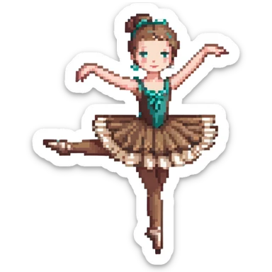 Ballerina with coffee-colored costume performing a pirouette sticker