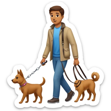 man walking dog on leash sticker