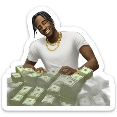 travis scott with stack of money sticker