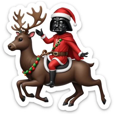 darth vader riding reindeer christmas sticker