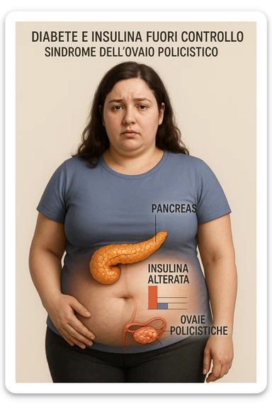 Donna con insulina fuori controllo  in 3D immagine medica donna pcos in italiano sticker