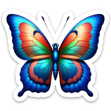 A butterfly with Peacock Begonia feathers in futuristic colors, 3D rendering, detailed, isolated, close up view sticker