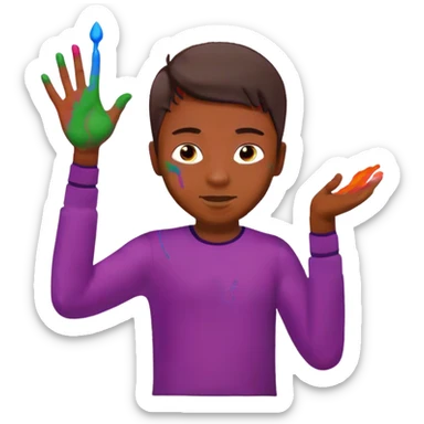 boy throwing holi color sticker