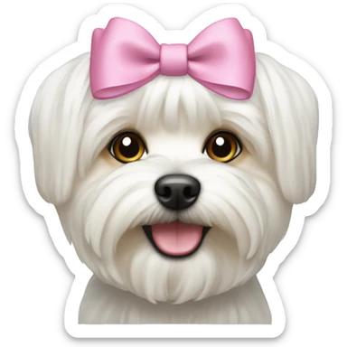White morkie with bow on head sticker
