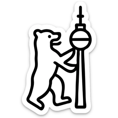Icon of Berlin Bear for a mobile app, bear and Berlin TV Tower combined into one symbol, modern style, no text, transparent background. sticker