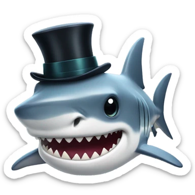 Shark with a top hat sticker