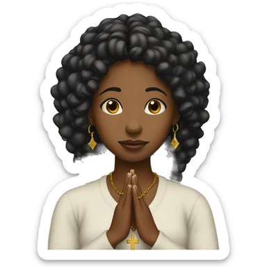Black woman praying cross necklace sticker