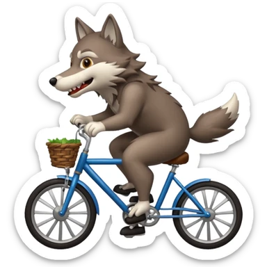 Wolf cartoon  ride on cycle sticker