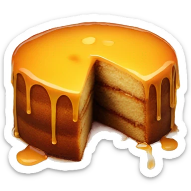 Realistic round cake with honey on top and dripping down the cake. sticker