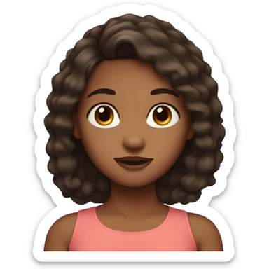 girl with dark brown hair, brown skin and brown eyes sticker