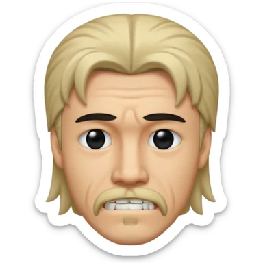 Dentes tortos, mullet no cabelo, cavanhaque, olhos pretos e tristes  sticker