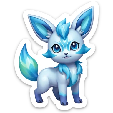 Colorful Iridescent Exotic Espurr-Aurorus-Glaceon-Fakémon-hybrid-creature (full body)  sticker