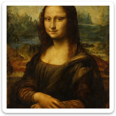 Mona Lisa in an oil painting style, rich textures and brushstrokes, classic and elegant sticker