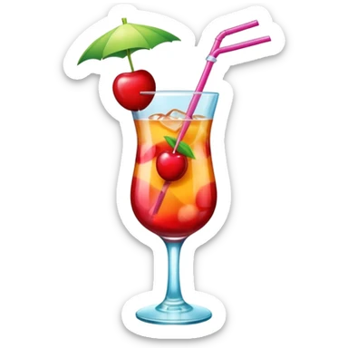 A sex on the beach cocktail in a glas, with a straw and a cherry on top as a accessoire sticker