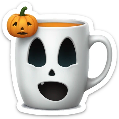 Ghost with a pumpkin mug sticker