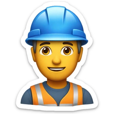 Ingeniero con casco naranja , camisa azul sticker