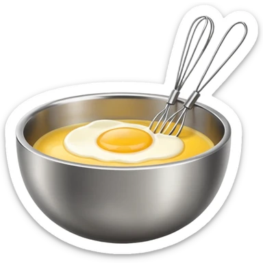beaten egg in a bowl, There is a whisk inside the bowl. sticker