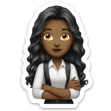 mujer aesthetic estudiando blanca con cabello negro largo liso sticker