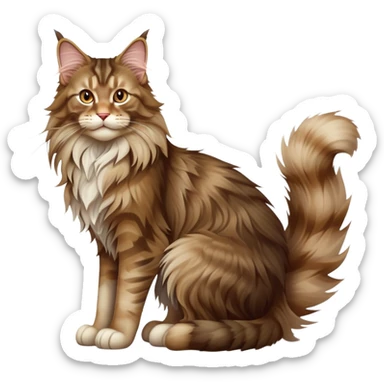 cinematic-[maine coon cat]-realistic-full-body-sitting-emoji,-tail-curled-playfully-around-its-paws,-head-tilted-dramatically,-scruffy-[maine coon]-fur,-simplified-yet-realistic-focused-features,-highly-detailed,-glowing-with-an-almost-sarcastic-glow sticker