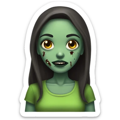 Brunette zombie girl in horror zombie green  sticker