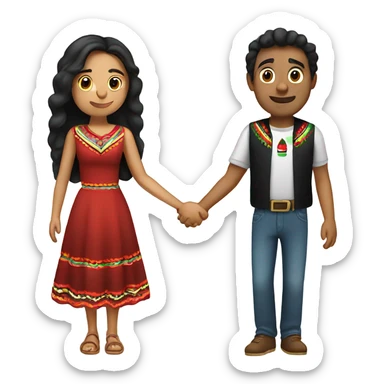 Mexican guy and girl holding hands in love  sticker