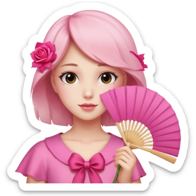 Clean girl pink fan and I love rose sticker