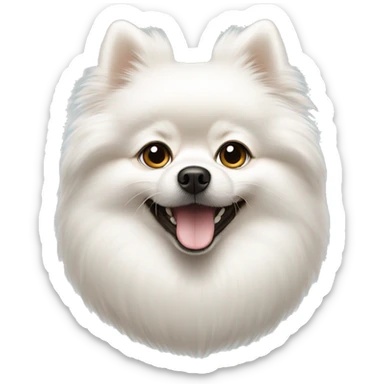 White Pomeranian with double eyelids and mixed speech sticker