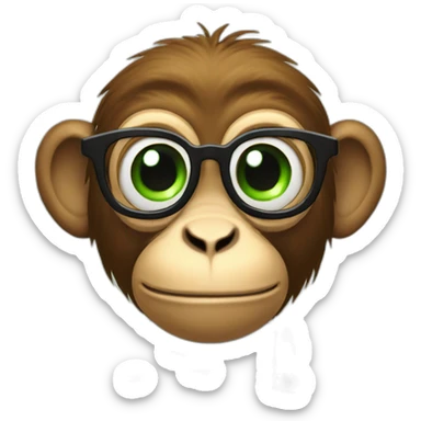 Monkey with green eyes and specs on cycle sticker