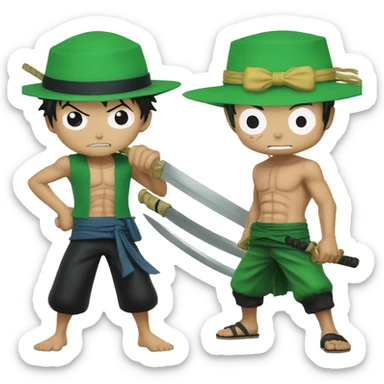 luffy vs zoro sticker