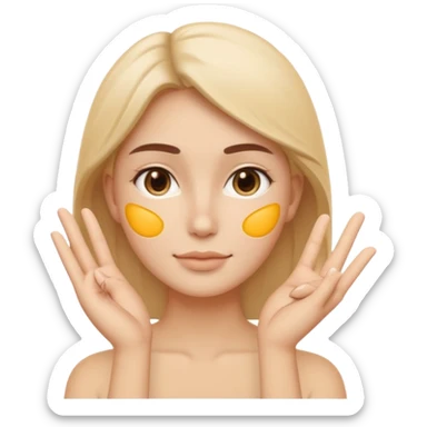 Minimal emoji representing reduced facial puffiness, soft hand gesture shaping the face contour, balanced and natural appearance, wellness-focused, simple and easy to understand
 sticker