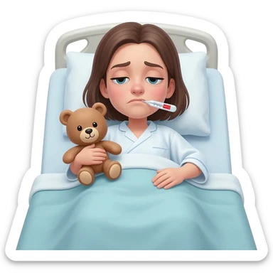 Sick woman Lying in bed bed in funny position sticker