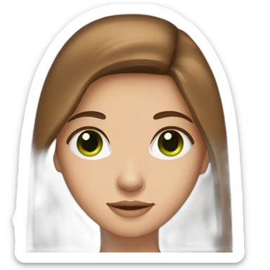 long straight brown hair girl with green eyes and freckles from head to chest sticker