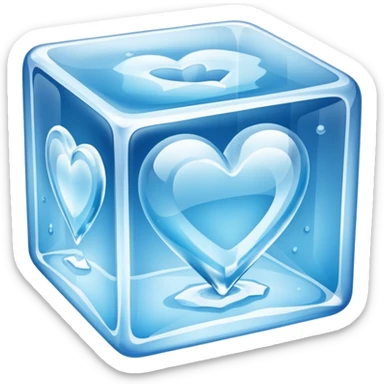 ice heart in cube ice sticker