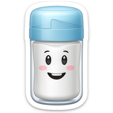 A small plastic container with the phrase  "dental floss" on it sticker