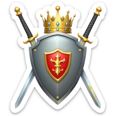 Powerful emoji with only sword, shield and crown sticker