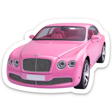 3D pink Bentley logo, chrome and metallic look, luxury car symbol, no text sticker